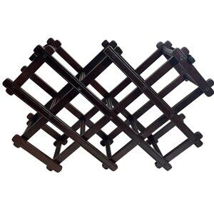 Vintage Expandable Wooden Magazine Rack / Organizer In Dark Wood Finish